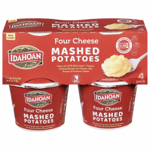 Idahoan Four Cheese Mashed Potatoes Cups Perspective: front