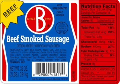 Circle B® Smoked Beef Sausage Perspective: front