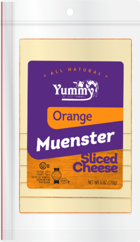 Yummy Orange Muenster Sliced Cheese Perspective: front