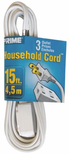 Prime Household 15 feet White Extension Cord Perspective: front
