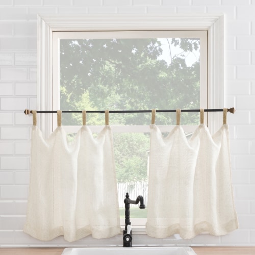 No. 918 Brinley Jute-Tab Cafe Curtain Window Panel - Natural Perspective: front