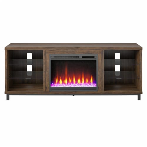 Walnut fireplace tv deals stand