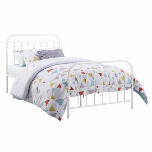 Novogratz Bright Pop Twin Metal Bed in White Perspective: front