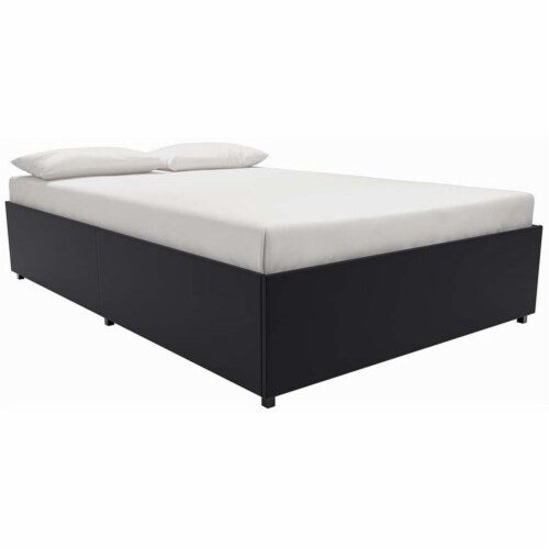 DHP Maven Upholstered Storage Bed, King, Black Faux Leather