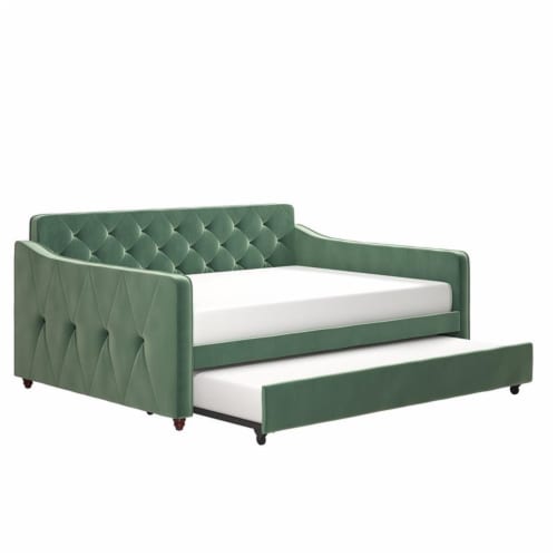 Novogratz Vintage Upholstered Full Daybed and Twin Trundle Set in Teal 1 Kroger
