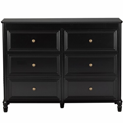 Piper 6 Drawer Dresser, Black Perspective: front