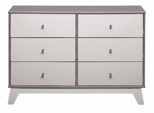 Little Seeds Rowan Valley Flint 6 Drawer Dresser, Solid Wood Angled Feet Perspective: front