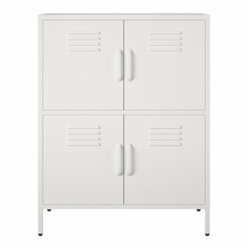 RealRooms Shadwick 4 Door Metal Locker Style Accent Storage Cabinet Soft White 15.75 x 31.50 x 39.96 Gerbes Super Markets