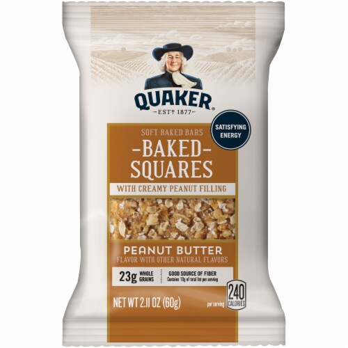 Quaker Chewy Baked Squares Peanut Butter Granola Bars Perspective: front