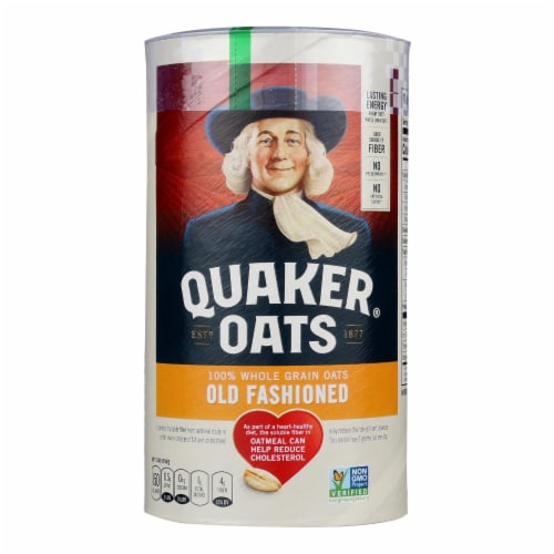 Quaker Oats Old Fashioned Oatmeal Canister 18z/12 Perspective: front