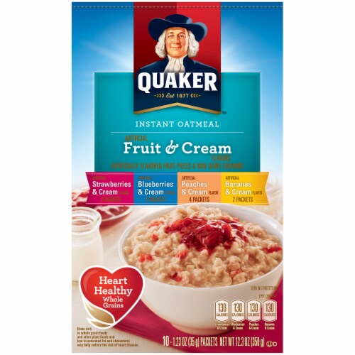Quaker Fruit & Cream Instant Oatmeal Variety Pack 10 Count Perspective: front