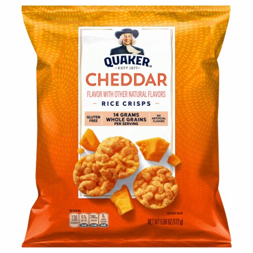 Quaker® Rice Crisps Gluten Free Cheddar Cheese Flavor Snacks Big Bag Perspective: front