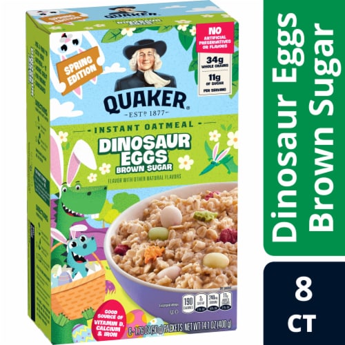 Quaker Dinosaur Eggs Brown Sugar Instant Oatmeal Perspective: front