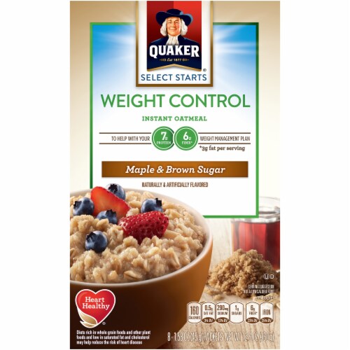 Quaker Weight Control Maple & Brown Sugar Instant Oatmeal Packets Perspective: front
