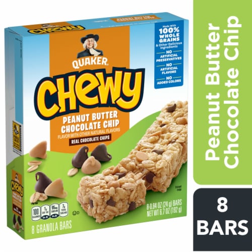 Quaker Chewy® Peanut Butter Chocolate Chip Granola Bars Perspective: front