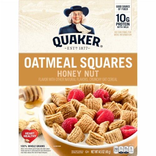 Quaker® Honey Nut Oatmeal Squares Cereal Perspective: front