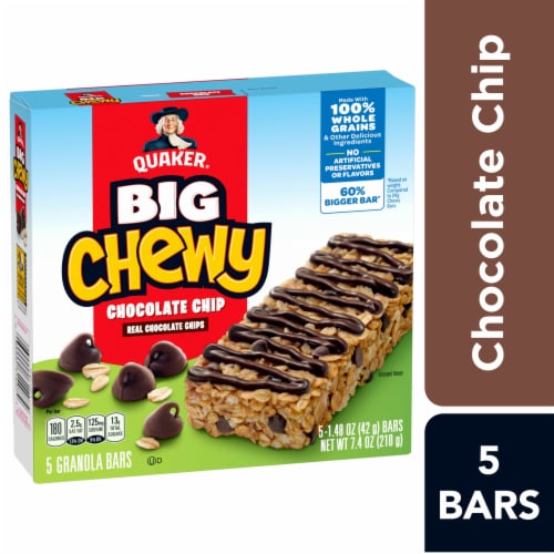 Quaker Big Chewy Chocolate Chip Granola Bars Perspective: front