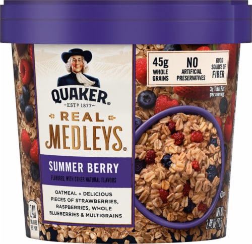 Quaker Real Medleys Summer Berry Instant Oatmeal Cereal Cup Perspective: front