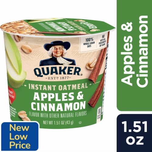 Quaker® Apples and Cinnamon Sugar Instant Oatmeal Cereal Cup Perspective: front