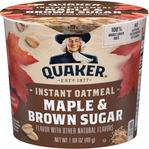Quaker® Maple and Brown Sugar Instant Oatmeal Cereal Cup Perspective: front
