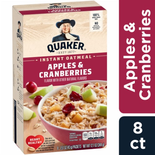 Quaker® Apples & Cranberries Instant Oatmeal Perspective: front