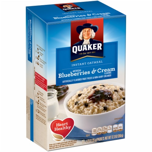 Quaker Blueberry and Cream Instant Oatmeal Breakfast Cereal Perspective: front