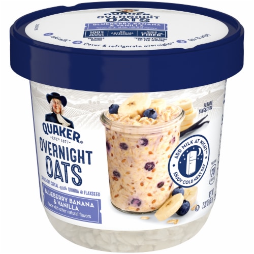 Quaker Overnight Oats Blueberry Banana & Vanilla Chilled Oatmeal ...