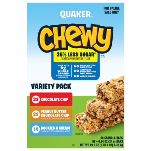 Quaker Chewy Less Sugar Granola Bars Variety Pack Perspective: front