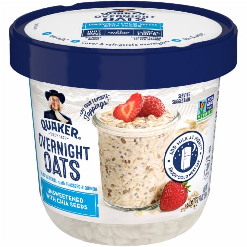 Quaker™ Overnight Oats Unsweetened Chia Seed Chilled Oatmeal Breakfast ...