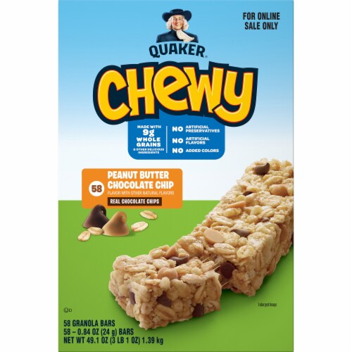 Quaker Chewy Peanut Butter Chocolate Chip Granola Bars Perspective: front