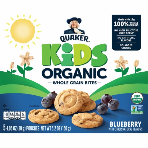 Quaker Kids Organic Whole Grain Blueberry Bites Perspective: front