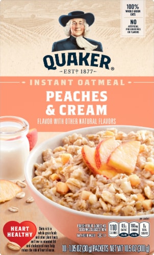 Quaker Peaches and Cream Instant Oatmeal Breakfast Perspective: front