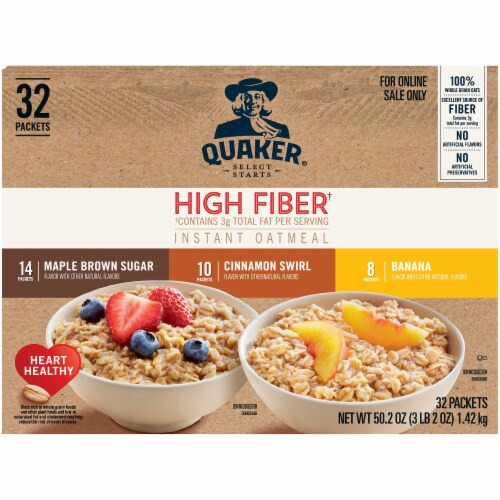 Quaker Select Starts High Fiber Instant Oatmeal Variety Pack 32 Count Perspective: front