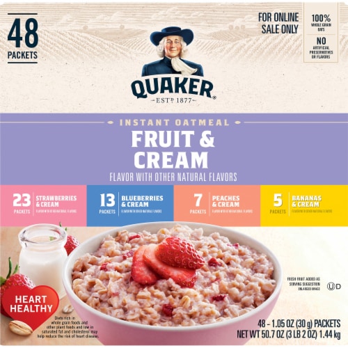 Quaker Fruit and Cream Instant Oatmeal Breakfast Variety Pack, 8 ct - Foods  Co.