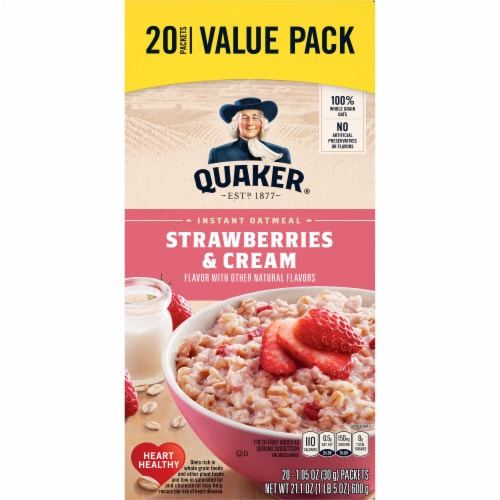 Quaker Instant Oatmeal Strawberries & Cream Perspective: front