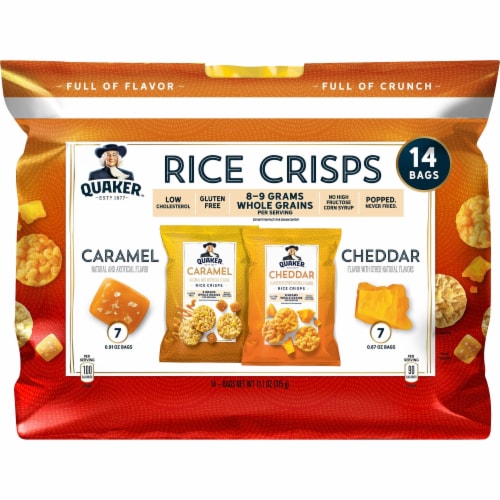 Quaker® Rice Crisps Cheddar and Caramel Variety Pack Perspective: front