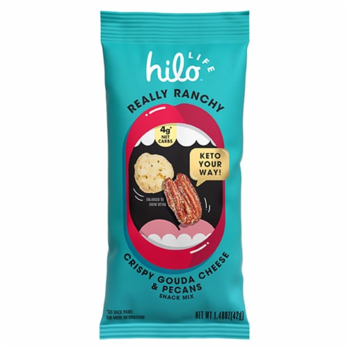 Hilo Life Really Ranchy Crispy Gouda Cheese & Pecans Snack Mix Perspective: front
