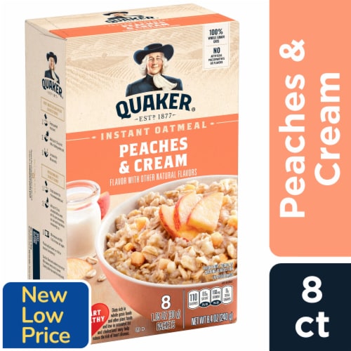 Quaker® Peaches & Cream Instant Oatmeal Perspective: front
