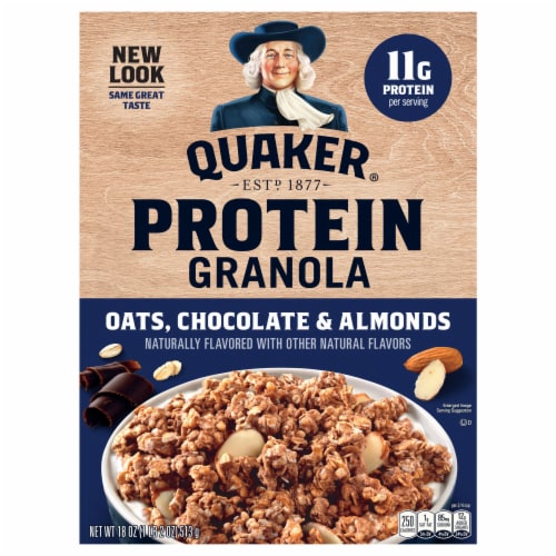 Quaker® Oats Chocolate & Almonds Protein Granola Perspective: front
