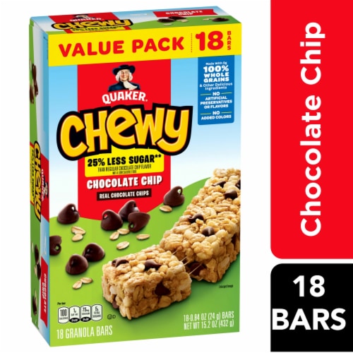 Quaker® Chewy Chocolate Chip Granola Bars Perspective: front