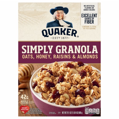 Quaker® Simply Oats, Honey, Raisins and Almonds Granola Perspective: front