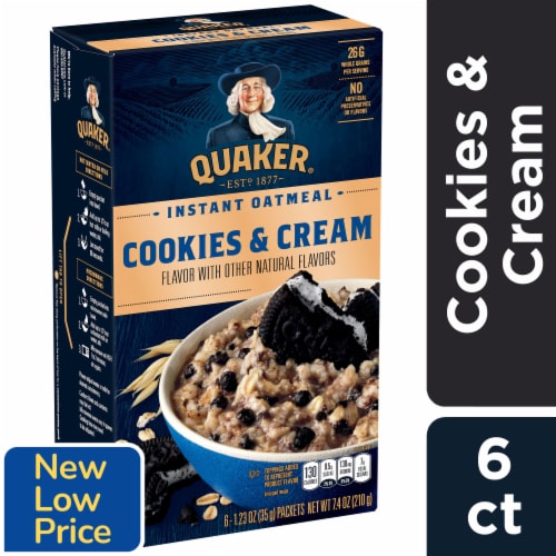 Quaker Cookies & Cream Instant Oatmeal Perspective: front