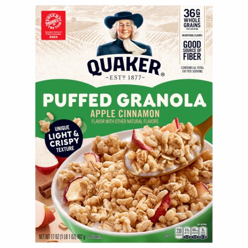 Quaker® Apple Cinnamon Puffed Granola Perspective: front