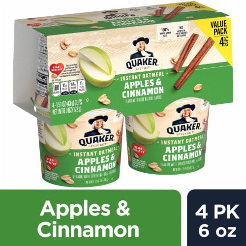 Quaker Apples & Cinnamon Instant Oatmeal Cups Perspective: front