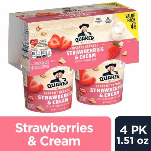 Quaker Strawberry Cream Instant Oatmeal Cups 4 Ct Kroger