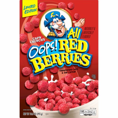 Cap'n Crunch's Oops! All Red Berries Cereal Perspective: front