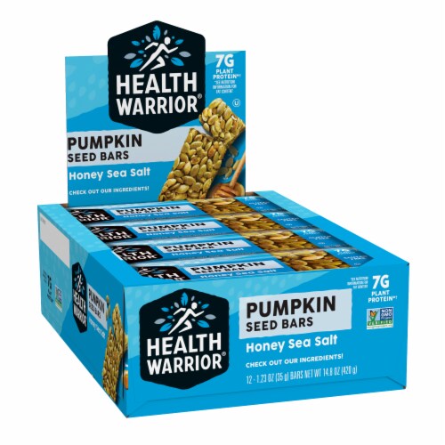 Health Warrior Honey Sea Salt Pumpkin Seed Bars Perspective: front
