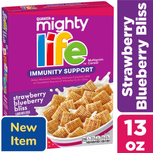 Quaker® Immunity Support Strawberry Blueberry Bliss Mighty Life® Cereal Perspective: front