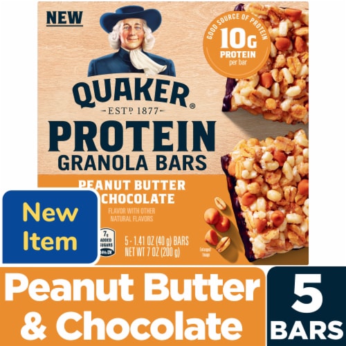 Quaker® Chocolate Peanut Butter Protein Granola Bars Perspective: front