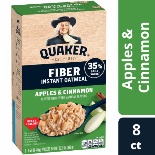 Quaker® Apples & Cinnamon High Fiber Instant Oatmeal Perspective: front